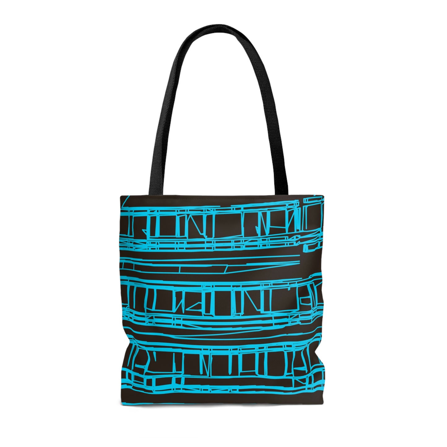 Aqua Turquoise Geometric Windows Tote Bag