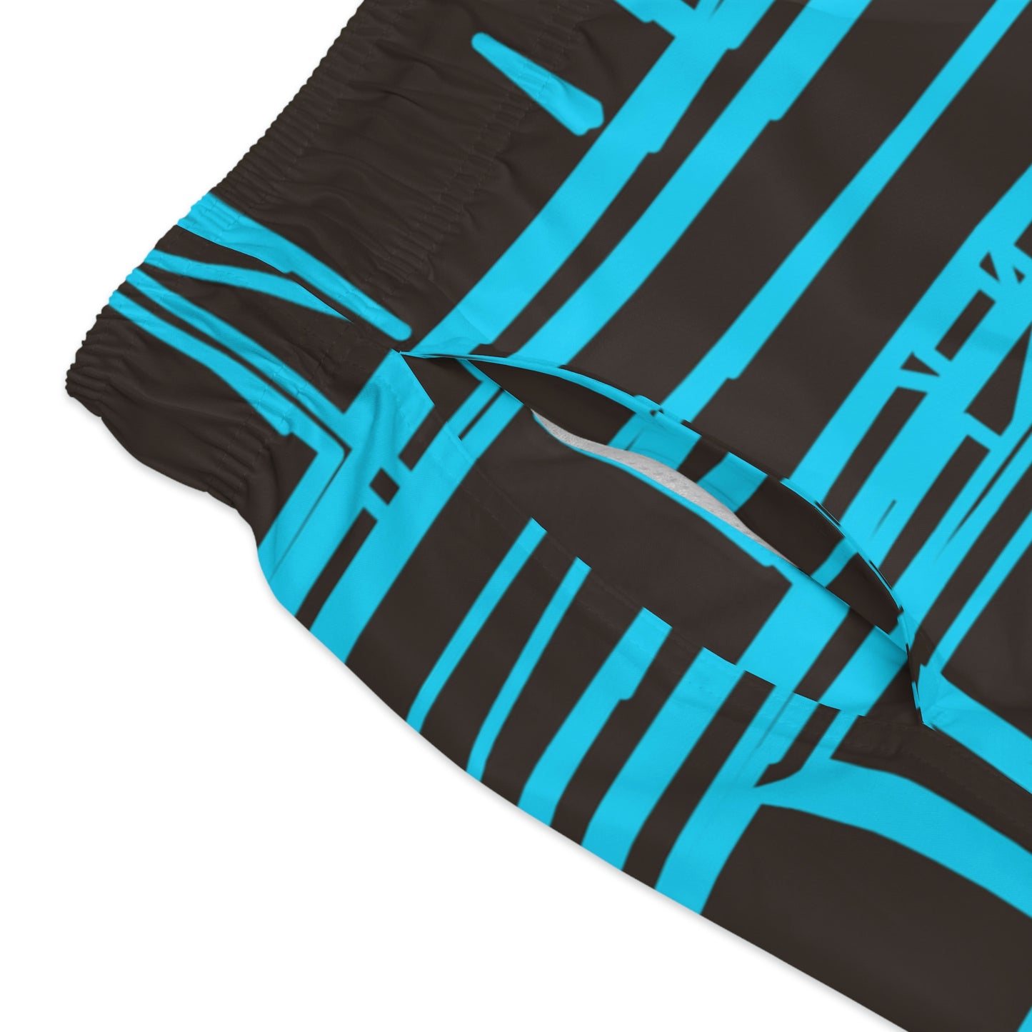 Aqua turquoise Geometric Swim Trunks