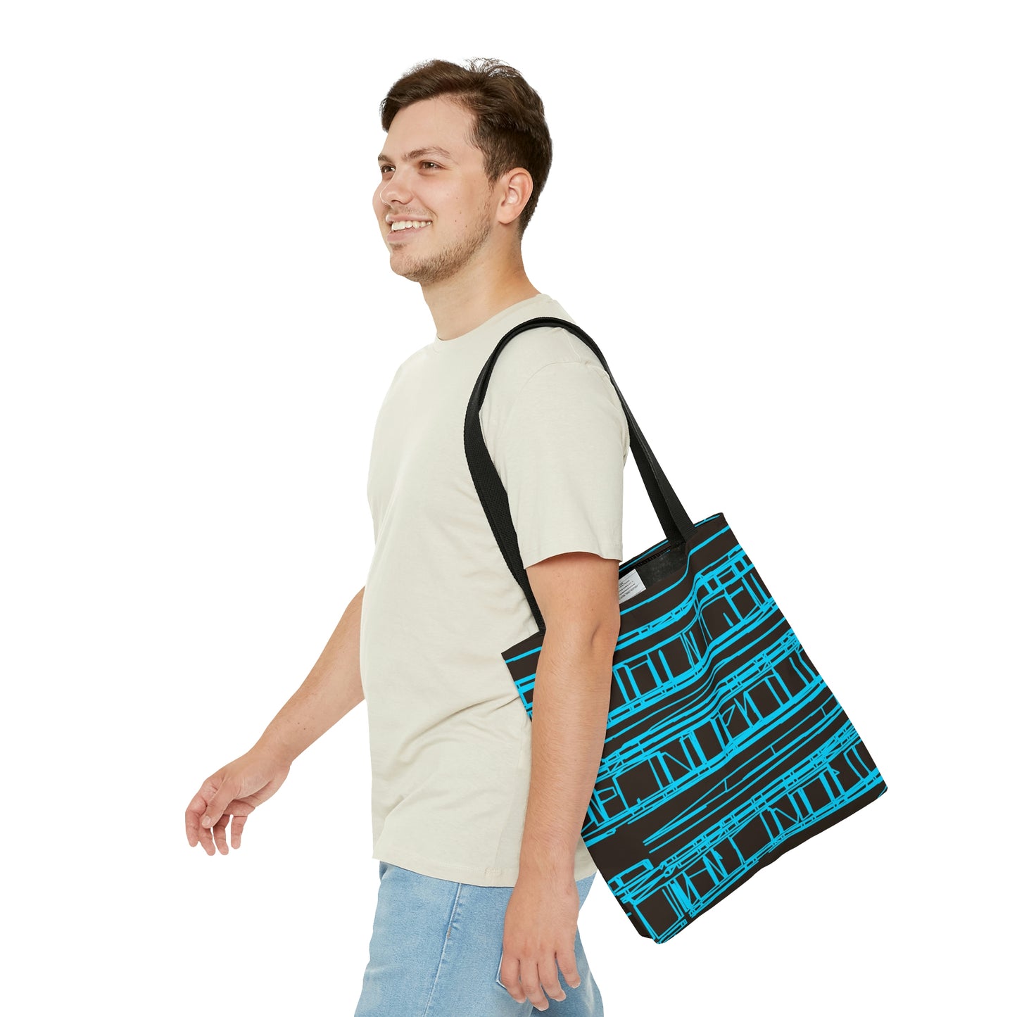 Aqua Turquoise Geometric Windows Tote Bag