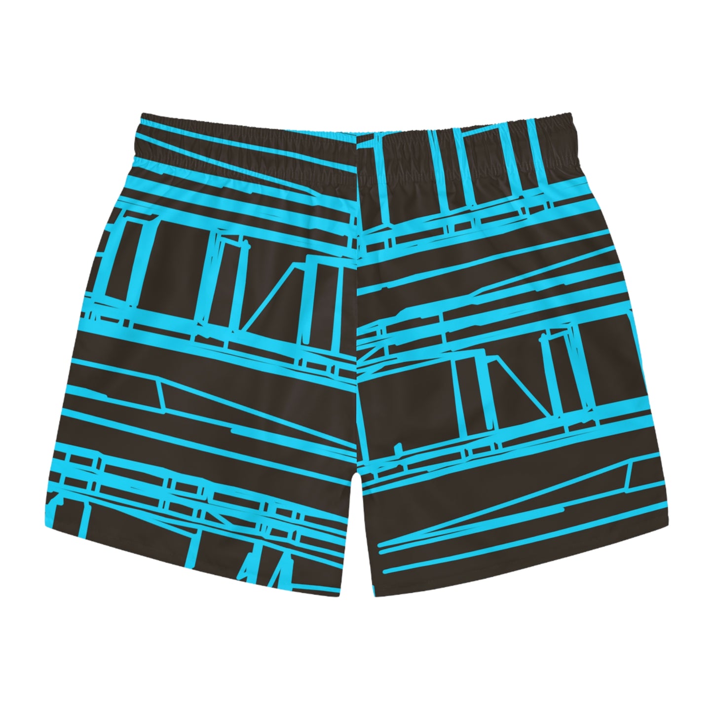 Aqua turquoise Geometric Swim Trunks