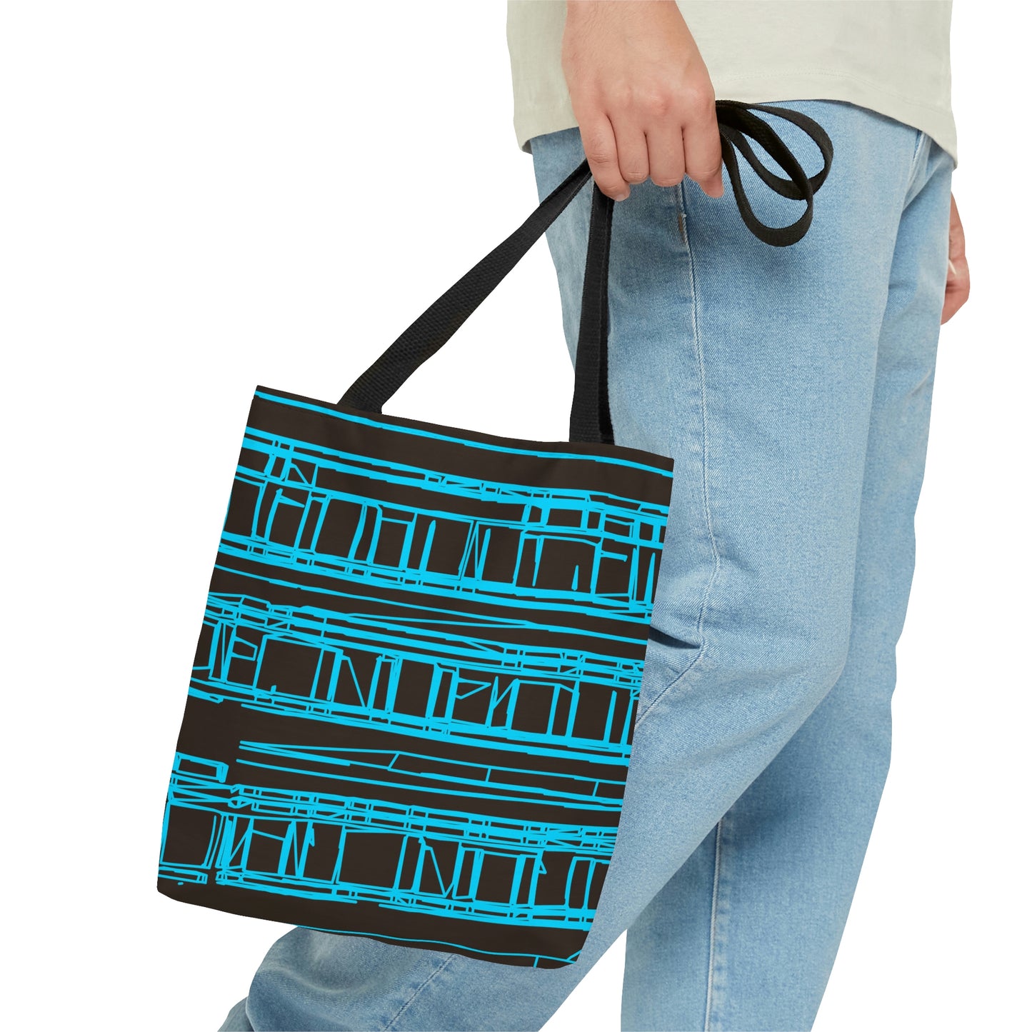 Aqua Turquoise Geometric Windows Tote Bag