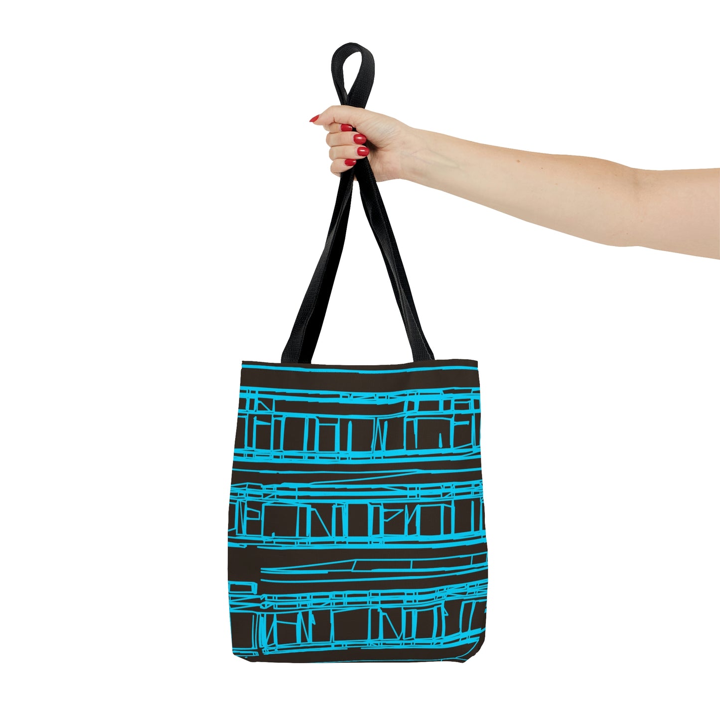 Aqua Turquoise Geometric Windows Tote Bag