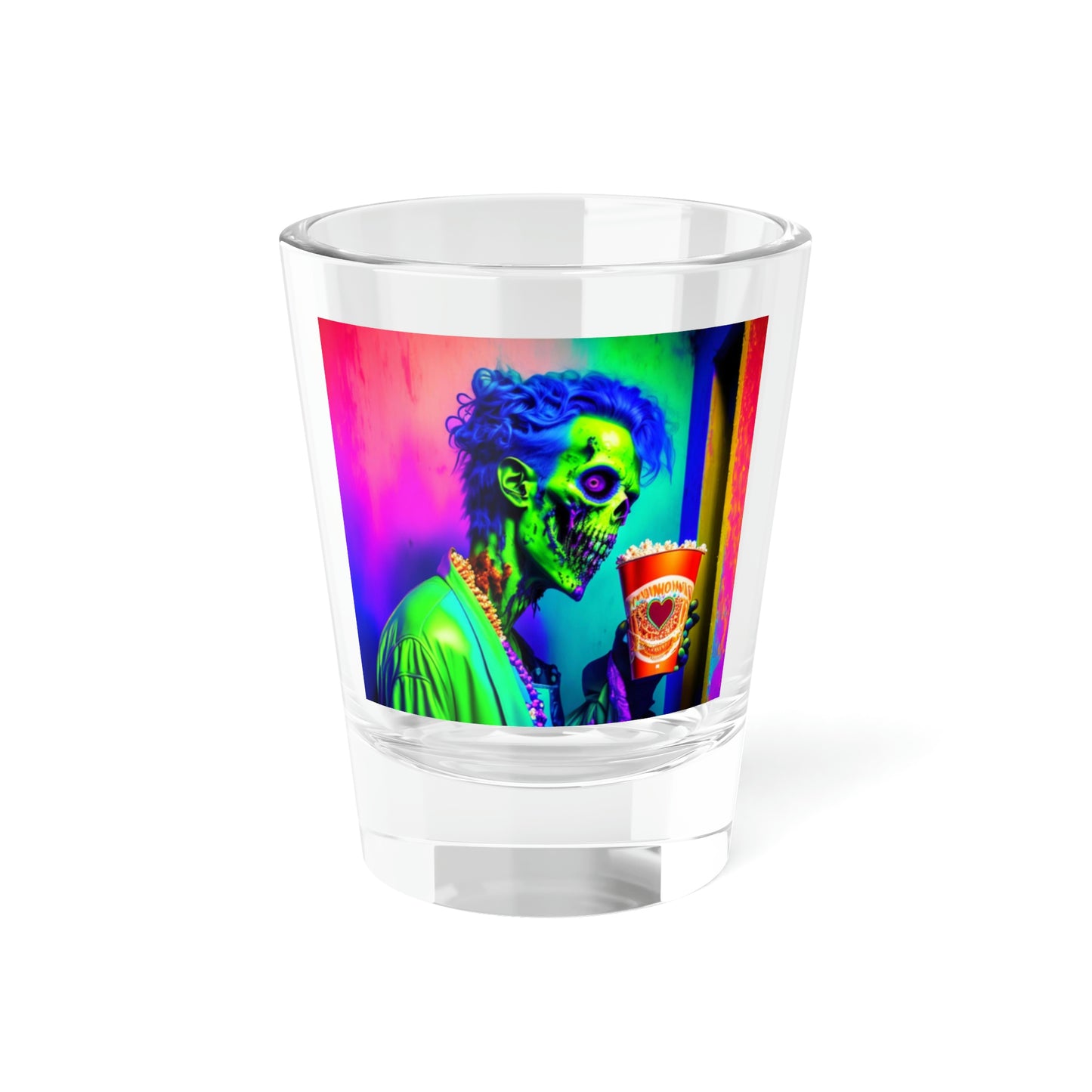 Fricken Zombie Eating Popcorn Shot Glass, 1.5oz