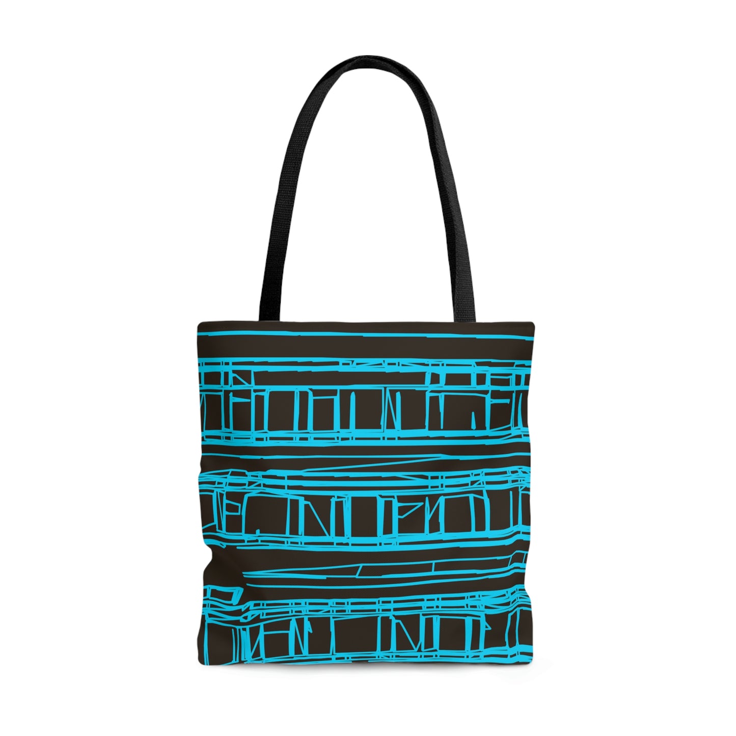 Aqua Turquoise Geometric Windows Tote Bag