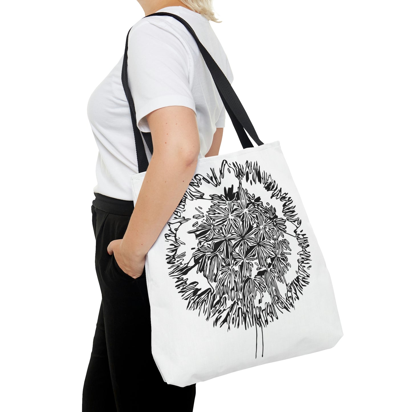 Dandelion Wish B&W Tote Bag