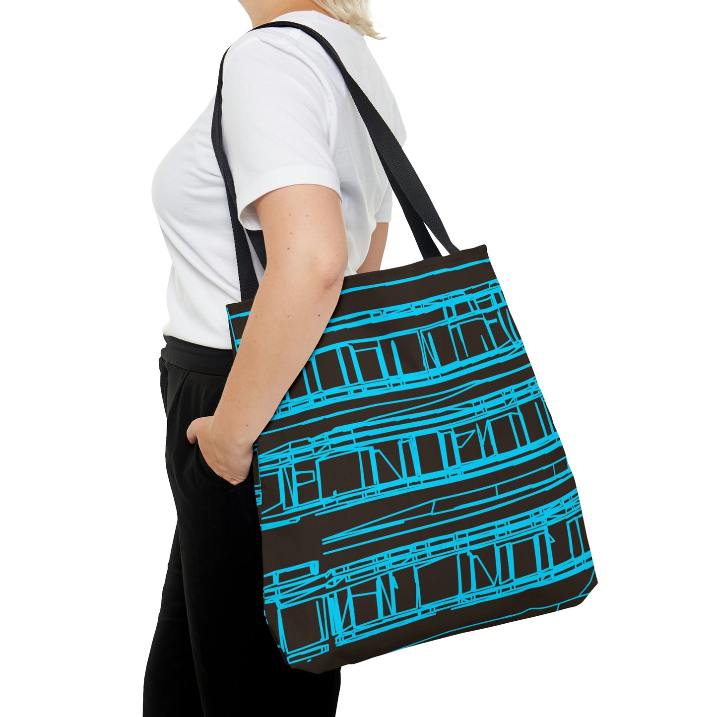 Aqua Turquoise Geometric Windows Tote Bag