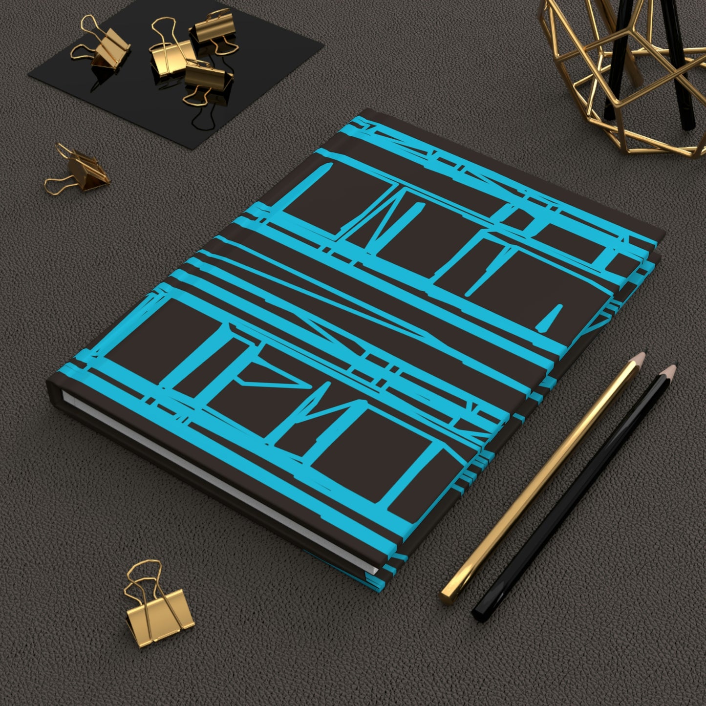 Geometric Aqua Turquoise Hardcover Journal Matte