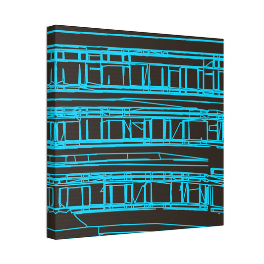 Turquoise Aqua Geometric Windows Canvas Stretched, 1.5''