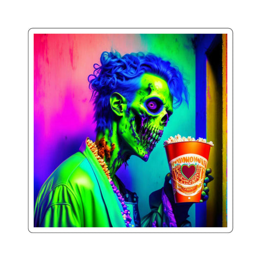 Fricken Zombie Popcorn Square Stickers